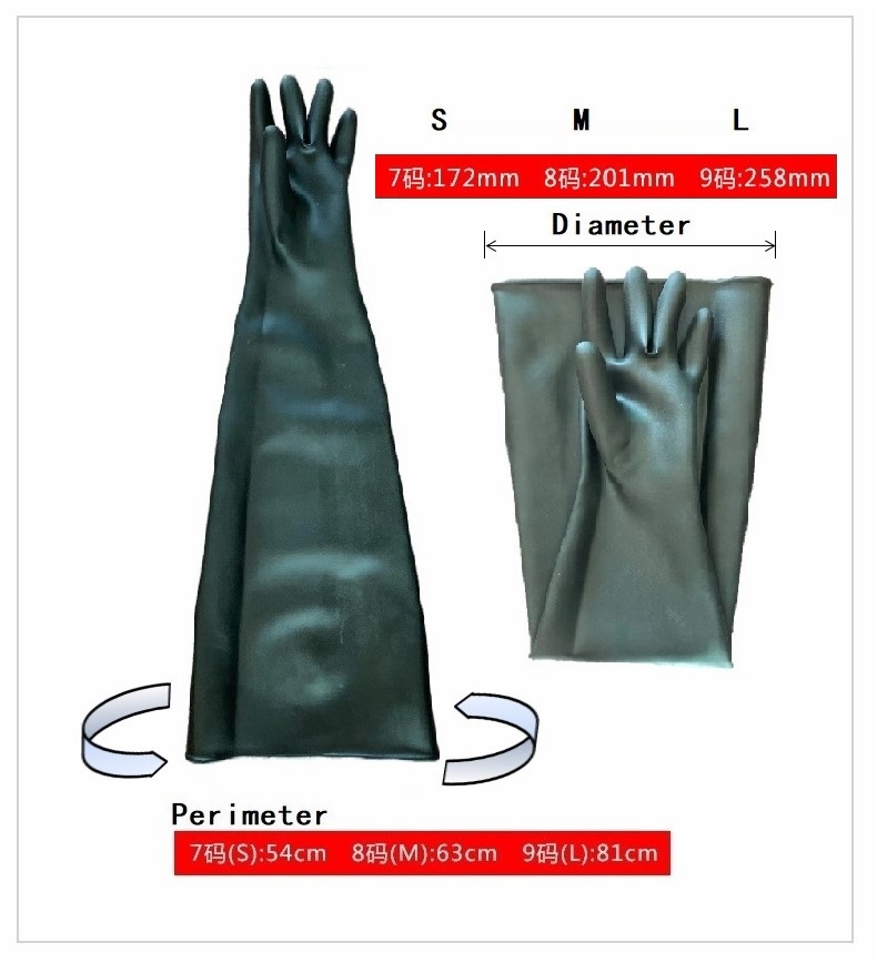 Neoprene gloves sand blasting machine waterproof work dry box safety hand gloves Long sleeve glovebox isolator gloves