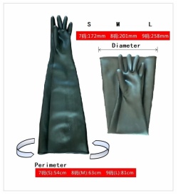 Butyl VHP sand blasting machine waterproof work dry box safety hand gloves Long sleeve glovebox isolator gloves